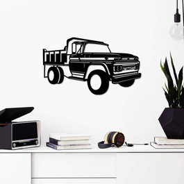 Wallity GMC Truck 1962 Accesorio de pared de metal Negro